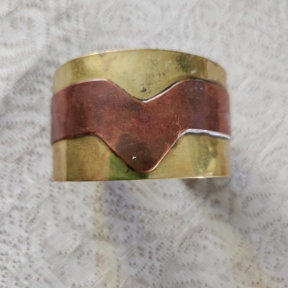 Handmade Jewelry - Boho copper and brass cuff bracelet